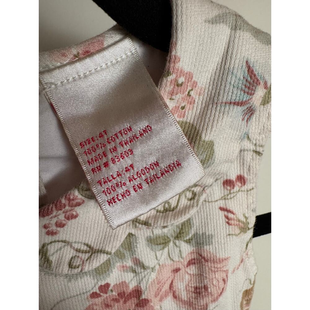 Laura Ashley Girls 4T 100% Cotton Floral Dress With Scalloped Peter Pan Collar - Picture 5 of 6